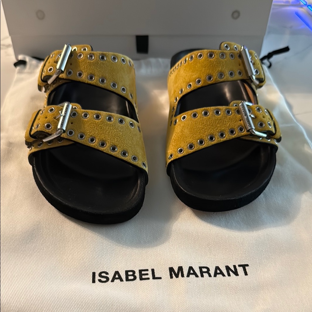 Isabel Marant Yellow Velvet Eyelet Footwear